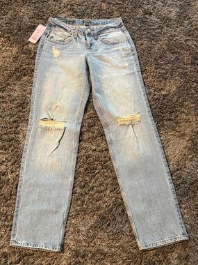 Wild Fable Light Blue Distressed Straight-Leg Jeans